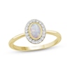 Thumbnail Image 1 of Oval-Cut Opal & Diamond Halo Ring 1/6 ct tw 10K Yellow Gold