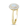 Thumbnail Image 2 of Oval-Cut Opal & Diamond Halo Ring 1/6 ct tw 10K Yellow Gold
