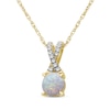 Thumbnail Image 2 of Opal & Diamond Necklace 1/15 ct tw 10K Yellow Gold 18"