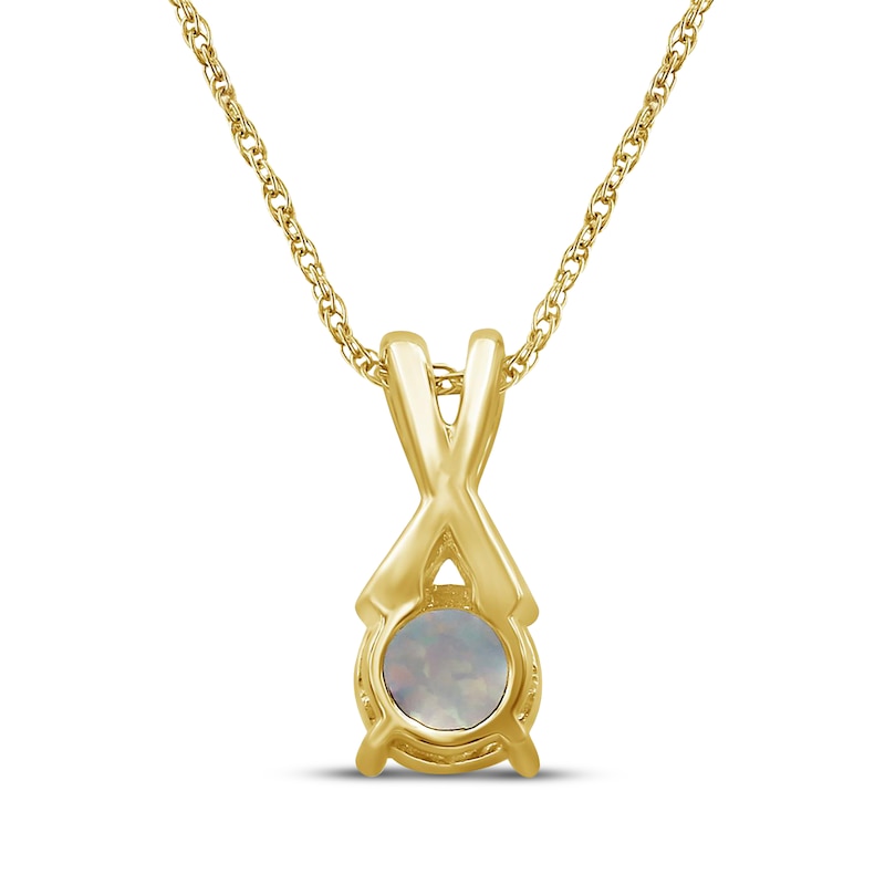 Main Image 3 of Opal & Diamond Necklace 1/15 ct tw 10K Yellow Gold 18"