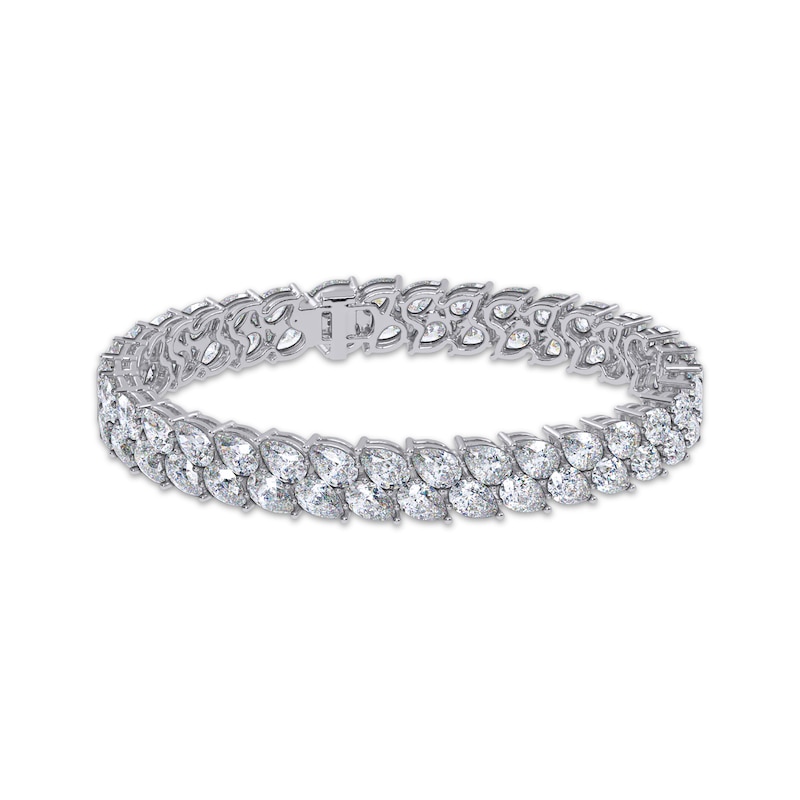 Main Image 1 of KAY Lab-Grown Diamonds Pear-Shaped Two-Row Tennis Bracelet 20 ct tw 14K White Gold 7"