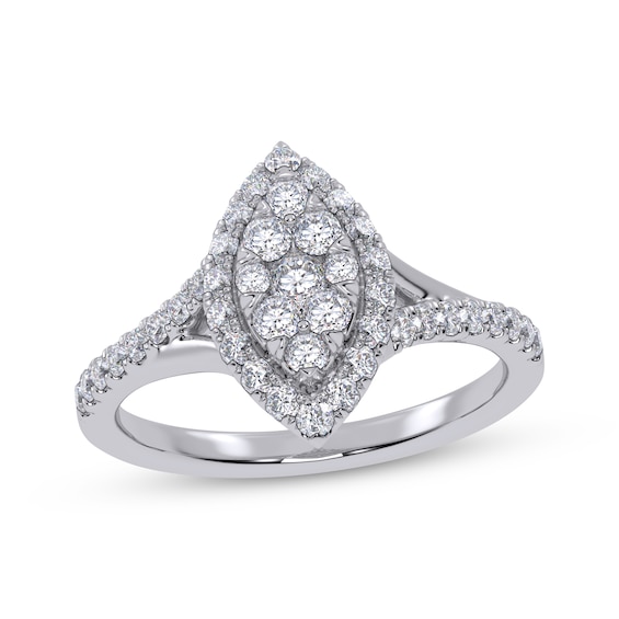 Adore Round-Cut Multi-Diamond Marquise-Shaped Halo Engagement Ring 3/8 ct tw 10K White Gold