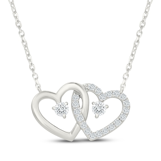 KAY Lab-Grown Diamonds Double Heart Necklace 1/4 ct tw Sterling Silver 18"