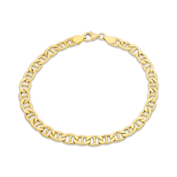 6mm Mariner Link Chain Bracelet Hollow 10K Yellow Gold 8.5"