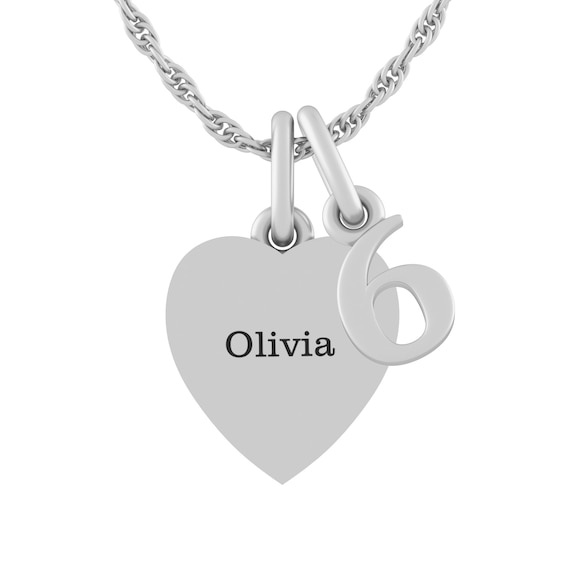 Children's Heart and Numbers Necklace (1 Name)