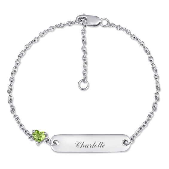 Children's Colored Stone ID Bracelet (1 Stone and 2 Lines)