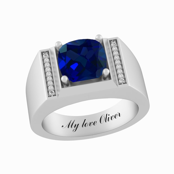1/20 ct tw Diamond Men's Birthstone Ring (1 Stone and Line)