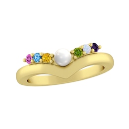 Cultured Pearl and Color Stone Family Ring