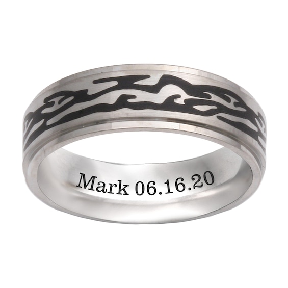 Tribal Design Engravable Band (1 Line)