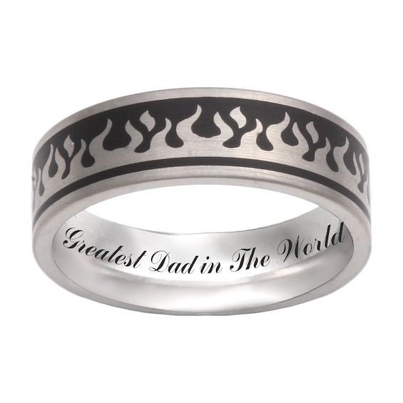 Flame Design Engravable Band (1 Line)