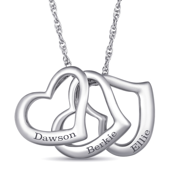 Family & Mother's Hearts Pendant (1-3 Stones and Lines)