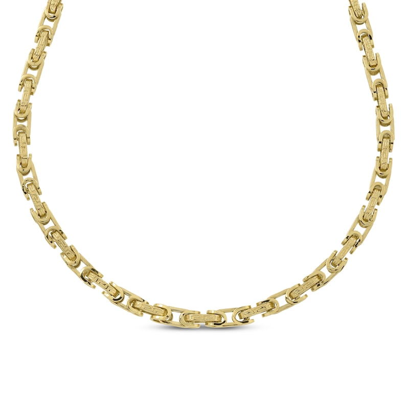Men's Byzantine Greek Key Chain Necklace 10K Yellow Gold 22"