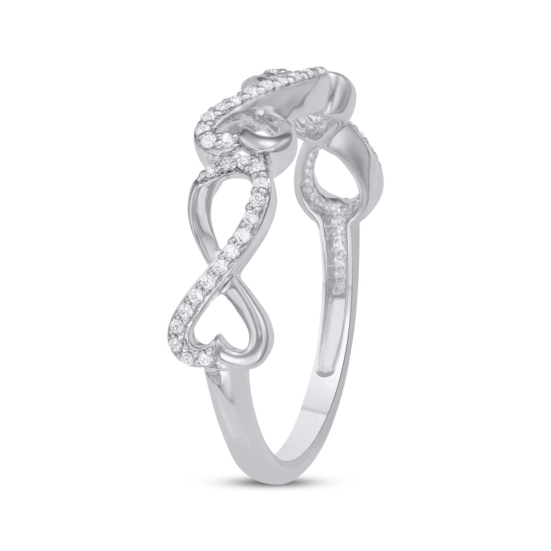 Diamond Heart Infinity Ring 1/6 ct tw Sterling Silver