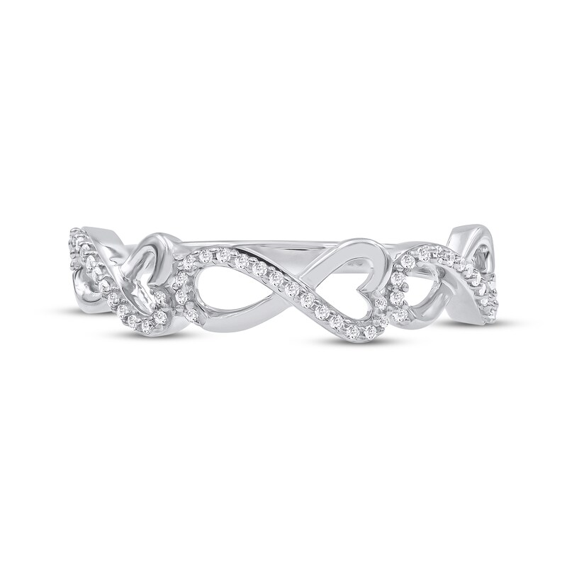 Diamond Heart Infinity Ring 1/6 ct tw Sterling Silver