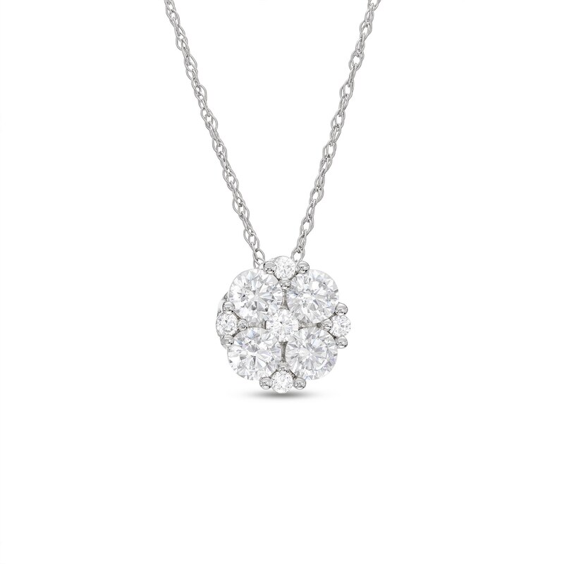 Main Image 1 of THE LEO Diamond Flower Necklace 5/8 ct tw 14K White Gold 19”