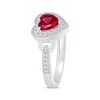 Thumbnail Image 2 of Heart-Shaped Lab-Created Ruby & White Lab-Created Sapphire Buckle Ring Sterling Silver