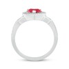 Thumbnail Image 3 of Heart-Shaped Lab-Created Ruby & White Lab-Created Sapphire Buckle Ring Sterling Silver