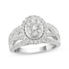 Thumbnail Image 0 of Multi-Diamond Center Oval Frame Engagement Ring 1 ct tw 10K White Gold