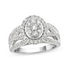 Thumbnail Image 0 of Multi-Diamond Center Oval Frame Engagement Ring 1 ct tw 10K White Gold