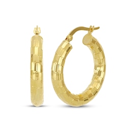 Italian Brilliance Diamond-Cut Disco Hoop Earrings 14K Yellow Gold 15mm