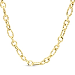 Italian Brilliance Hollow Diamond-Cut Figaro Chain Necklace 14K Yellow Gold 18&quot;
