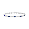 Thumbnail Image 1 of Oval-Cut Blue Lab-Created Sapphire & White Lab-Created Sapphire Infinity Link Bracelet Sterling Silver 7.5"
