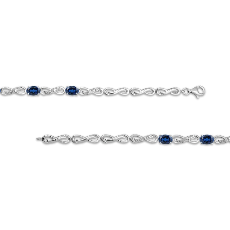 Main Image 2 of Oval-Cut Blue Lab-Created Sapphire & White Lab-Created Sapphire Infinity Link Bracelet Sterling Silver 7.5"