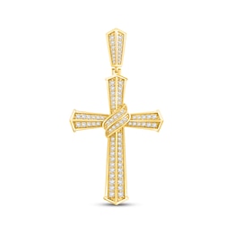 Men's KAY Lab-Grown Diamonds Draped Cross Charm 3 ct tw 10K Yellow Gold