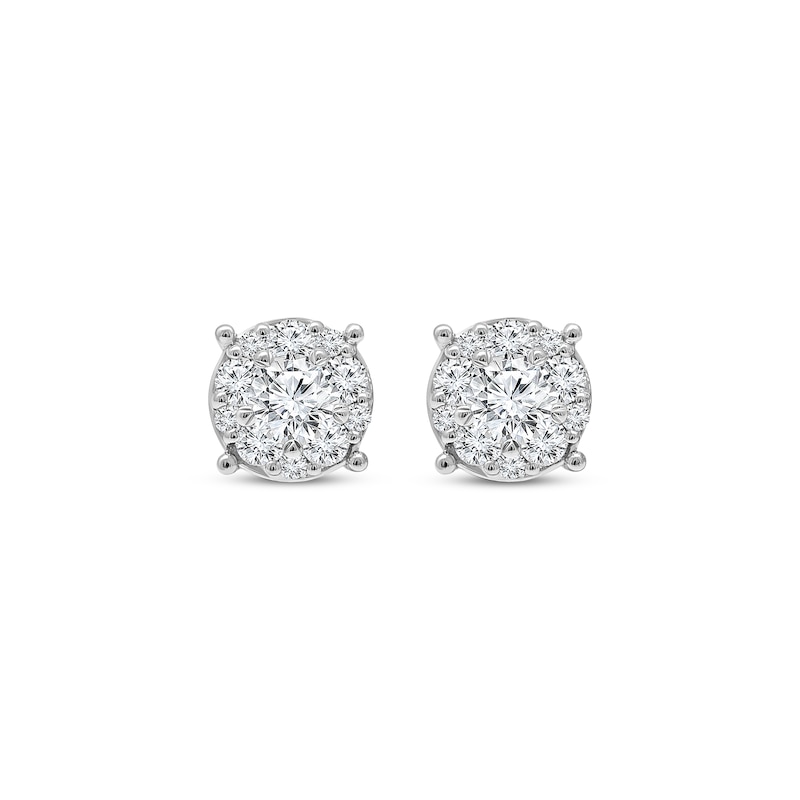 Lab-Created Diamonds by KAY Halo Stud Earrings 1 ct tw 10K White Gold