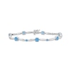 Thumbnail Image 1 of Swiss Blue Topaz & White Lab-Created Sapphire Link Bracelet Sterling Silver 7.5"