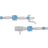 Thumbnail Image 3 of Swiss Blue Topaz & White Lab-Created Sapphire Link Bracelet Sterling Silver 7.5"