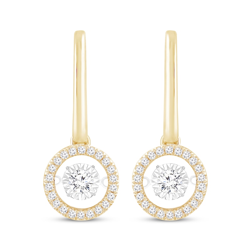 Main Image 2 of Unstoppable Love Diamond Hoop Halo Drop Earrings 1/2 ct tw 10K Yellow Gold