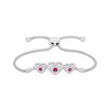 Thumbnail Image 1 of Lab-Created Ruby Heart Trio Bolo Bracelet Sterling Silver