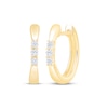 Thumbnail Image 1 of Diamond Three-Stone Pinched Hoop Earrings 1/10 ct tw 10K Yellow Gold
