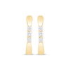 Thumbnail Image 2 of Diamond Three-Stone Pinched Hoop Earrings 1/10 ct tw 10K Yellow Gold