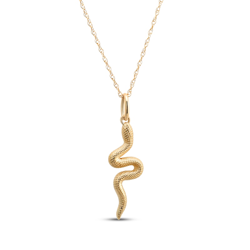 Main Image 1 of Textured Snake Necklace 14K Yellow Gold 18"
