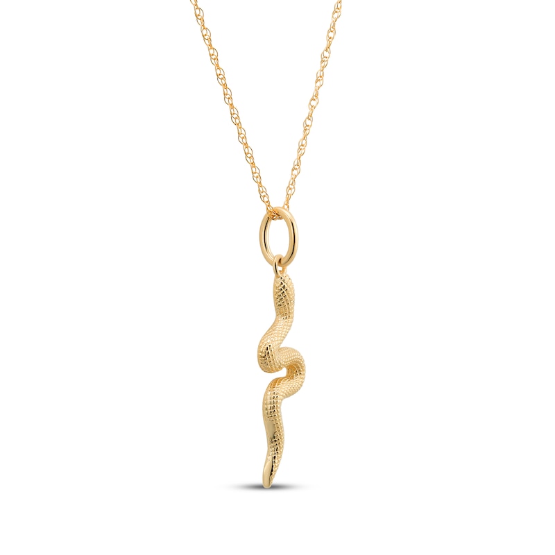 Main Image 2 of Textured Snake Necklace 14K Yellow Gold 18"