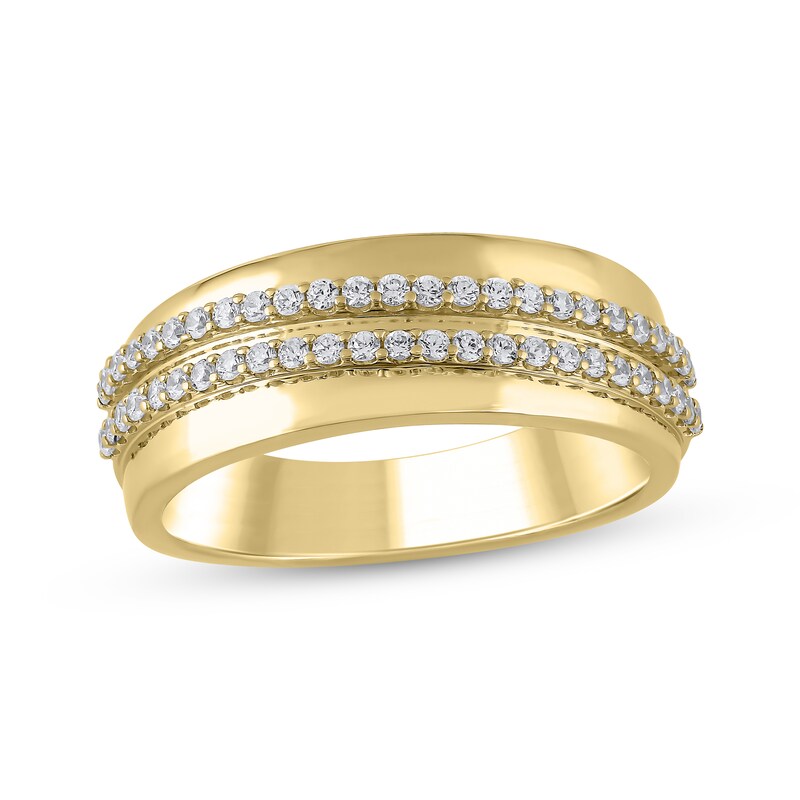 Main Image 1 of Men's Diamond Diagonal Two-Row Fashion Ring 1/2 ct tw 14K Yellow Gold