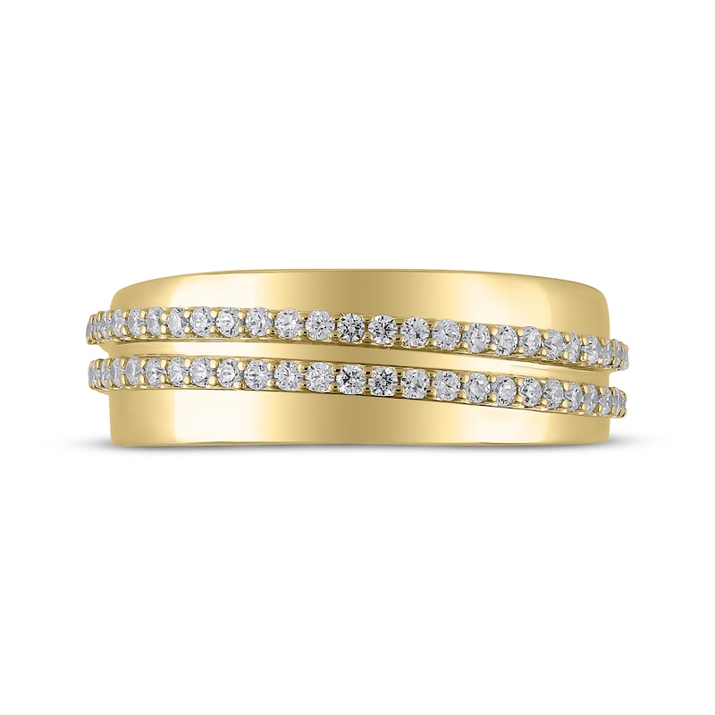 Main Image 3 of Men's Diamond Diagonal Two-Row Fashion Ring 1/2 ct tw 14K Yellow Gold