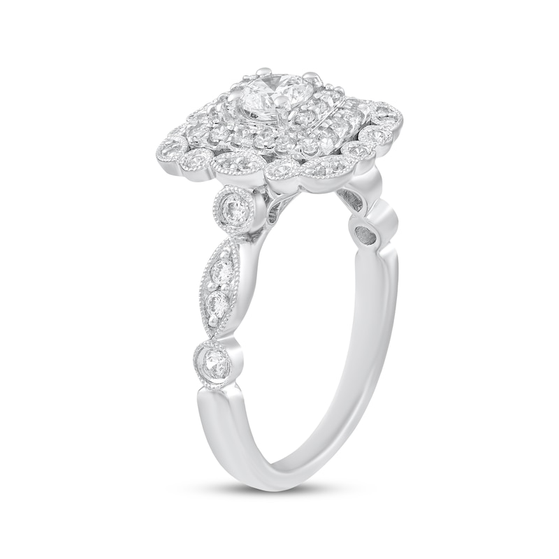 Main Image 2 of Adore Round-Cut Diamond Double Halo Engagement Ring 3/4 ct tw 14K White Gold