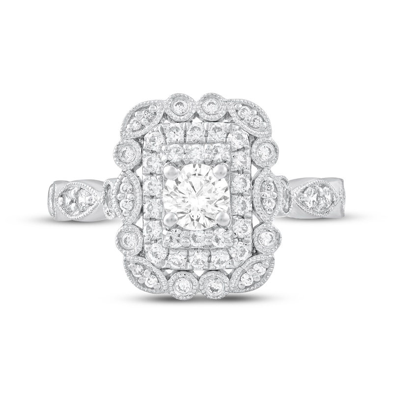 Main Image 3 of Adore Round-Cut Diamond Double Halo Engagement Ring 3/4 ct tw 14K White Gold