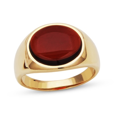 Men's Oval-Cut Garnet Ring 10K Yellow Gold Kay Outlet