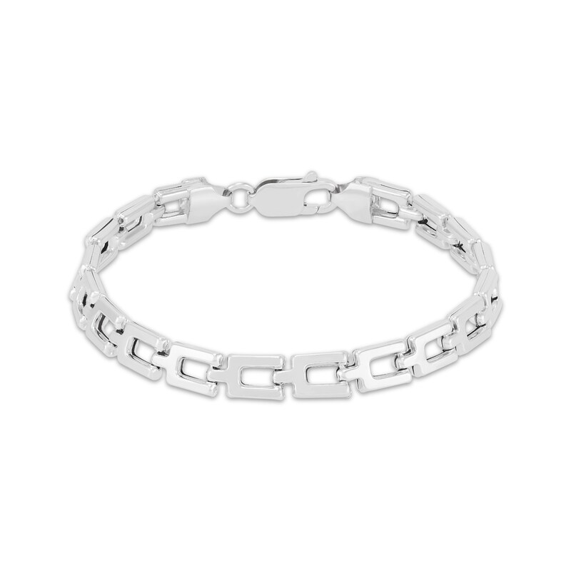 Main Image 1 of 5mm Stampato Chain Bracelet Hollow Sterling Silver Gold 8.5"