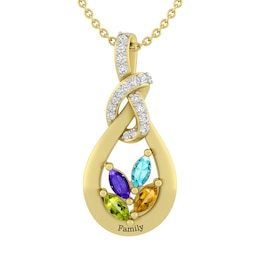 Color Stone Family Necklace
