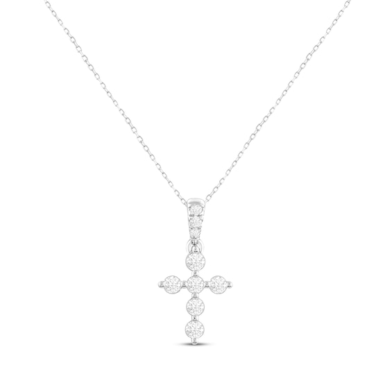 KAY Lab-Grown Diamonds Cross Necklace 1/3 ct tw 14K White Gold 18"
