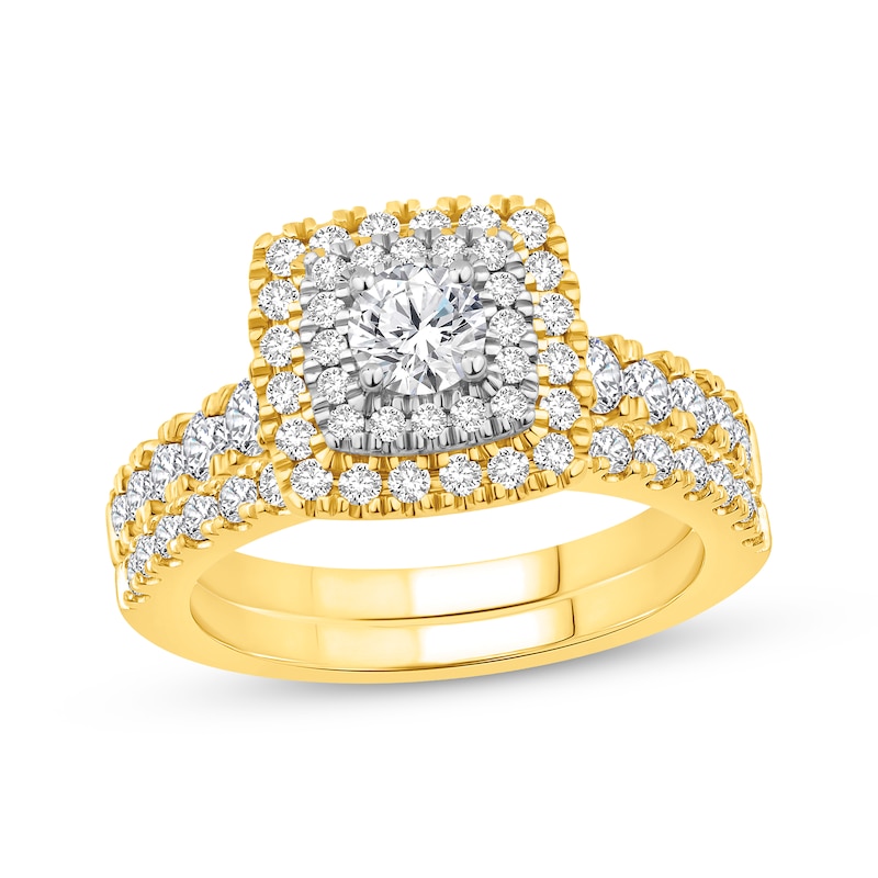 Round-Cut Diamond Halo Bridal Set 1-5/8 ct tw 14K Two-Tone Gold