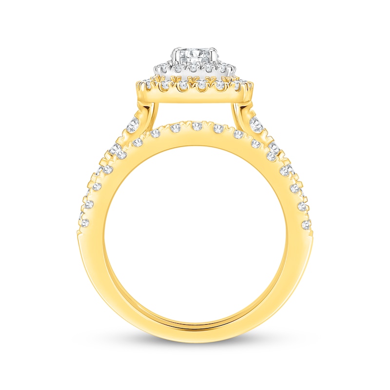 Round-Cut Diamond Halo Bridal Set 1-5/8 ct tw 14K Two-Tone Gold