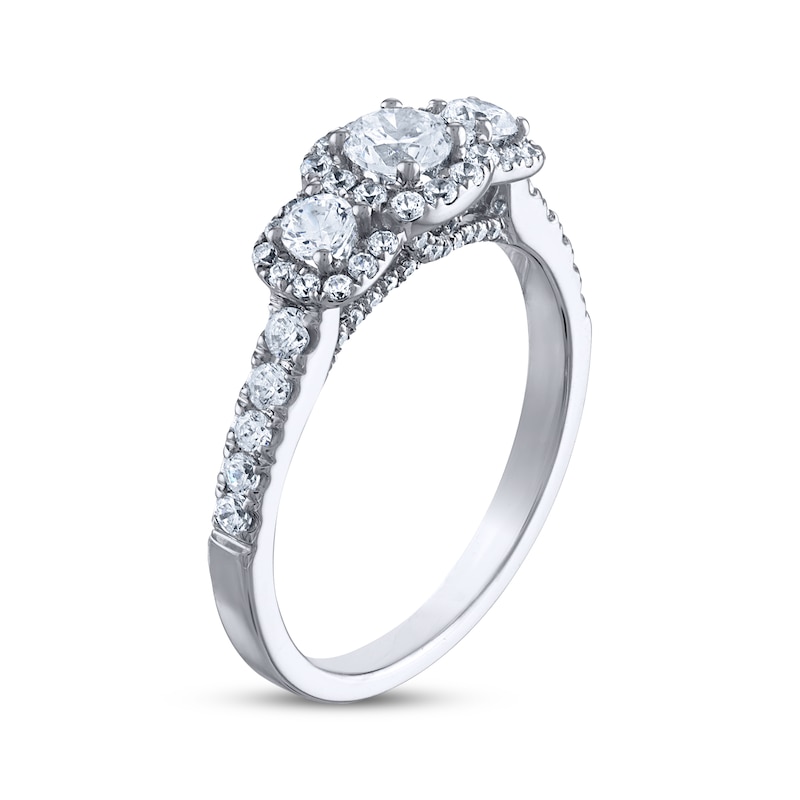 Main Image 2 of Memories Moments Magic Round-Cut Diamond Three-Stone Engagement Ring 1/2 ct tw 14K White Gold