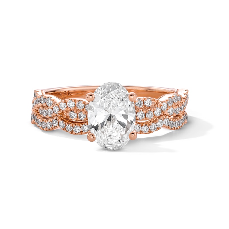 Main Image 3 of Neil Lane Artistry Oval-Cut Lab-Grown Diamond Bridal Set 1-3/8 ct tw 14K Rose Gold