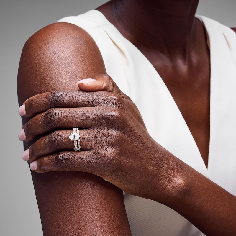 Main Image 5 of Neil Lane Artistry Oval-Cut Lab-Grown Diamond Bridal Set 1-3/8 ct tw 14K Rose Gold